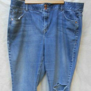 Lane Bryant 24 Reg Distressed Bootcut Jeans Tighter Tummy Technology Medium Wash